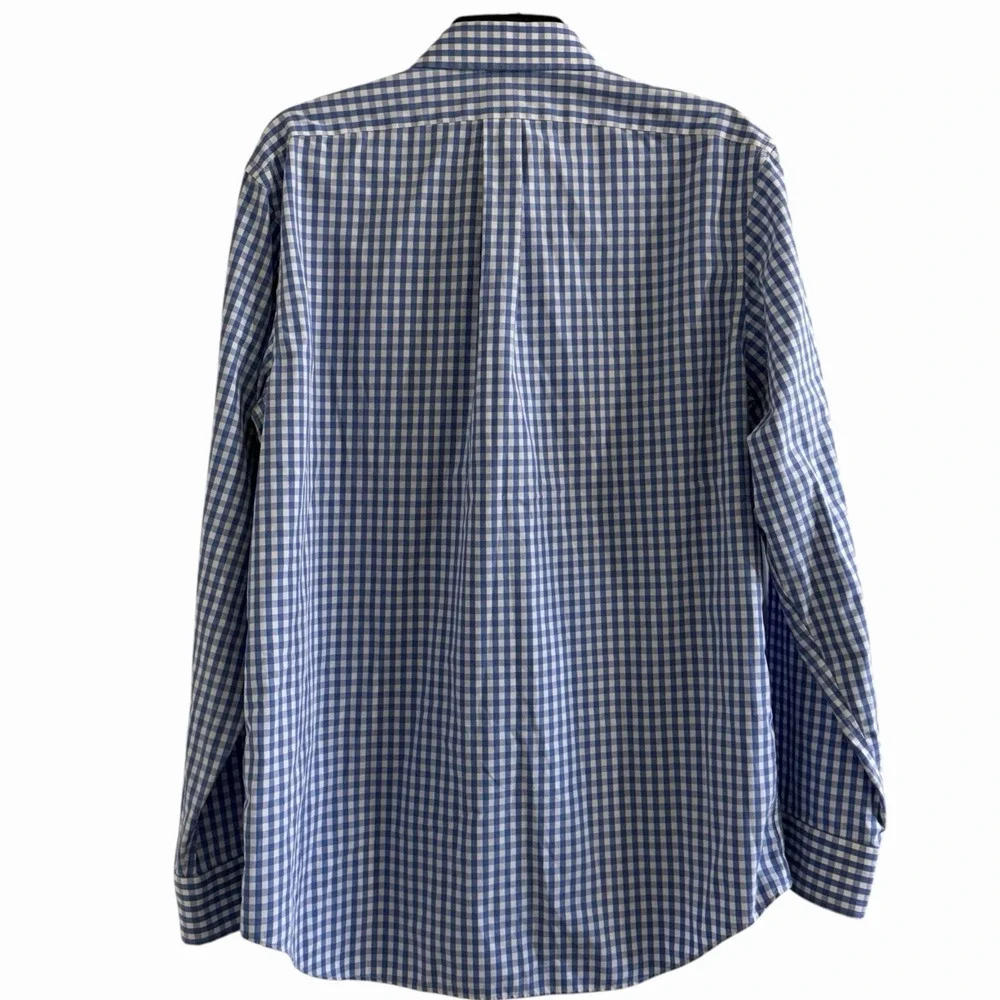 Banana Republic L Non Iron Classic‎ Fit Blue Gingham Dress Shirt
